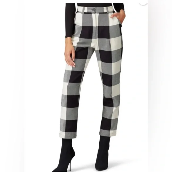 Mara Hoffman Dita Pant Ensenada Plaid Black Cream Organic Cotton High Waist. 12 - Picture 3 of 9